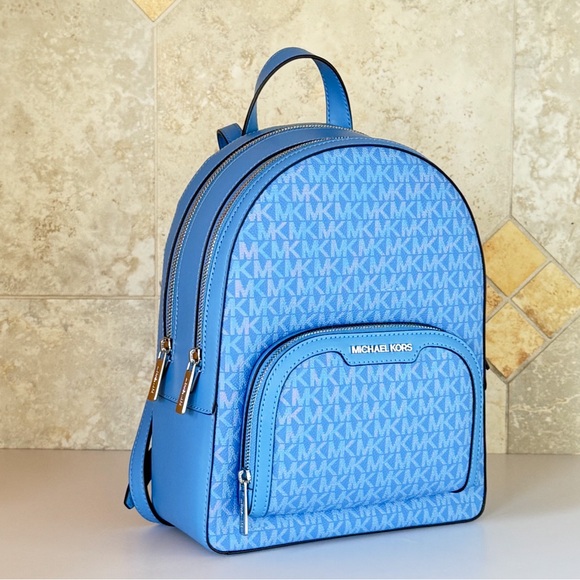 Michael Kors Jaycee Medium Backpack MK Blue - Picture 3 of 13